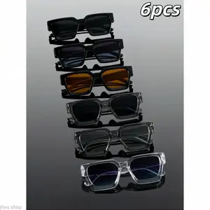 Rectangle Shape Sunglasses for Men, Classic Thick Frame Simple Design with UV400 Lenses, Trendy Shades for Street Photography And Outdoor Casual Activities