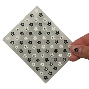 Innerbloom Nail Stickers, Black and White Flowers with Rhinestones, Minimalist and Elegant Flower Nail Art for Stylish Manicures