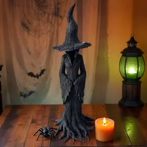 Halloween Witch Ghost Decoration, Resin Craft Tree Root Robe Statue, Party Atmosphere Decor, Home Festival Ornament, 20cm/30cm