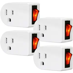 ANKO Grounded Outlet Adapter, ETL Listed Wall Tap Adapter with Red Indicator On/Off Power Switch (4 Pack) ANKO