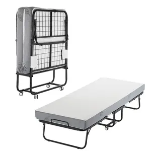 VEVOR Rollaway Bed,  31 in x 75 in Folding Bed with 5 in Mattress, Twin Size Foldable Bed with Sturdy Metal Frame & Memory Foam Mattress, Portable Twin Roll Away Bed with Mattress, for Adults, Guest