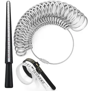 US Ring Sizer Tool Kit - Complete Finger Measuring Set with US Ring Gauges, Mandrel & Measuring Tapes