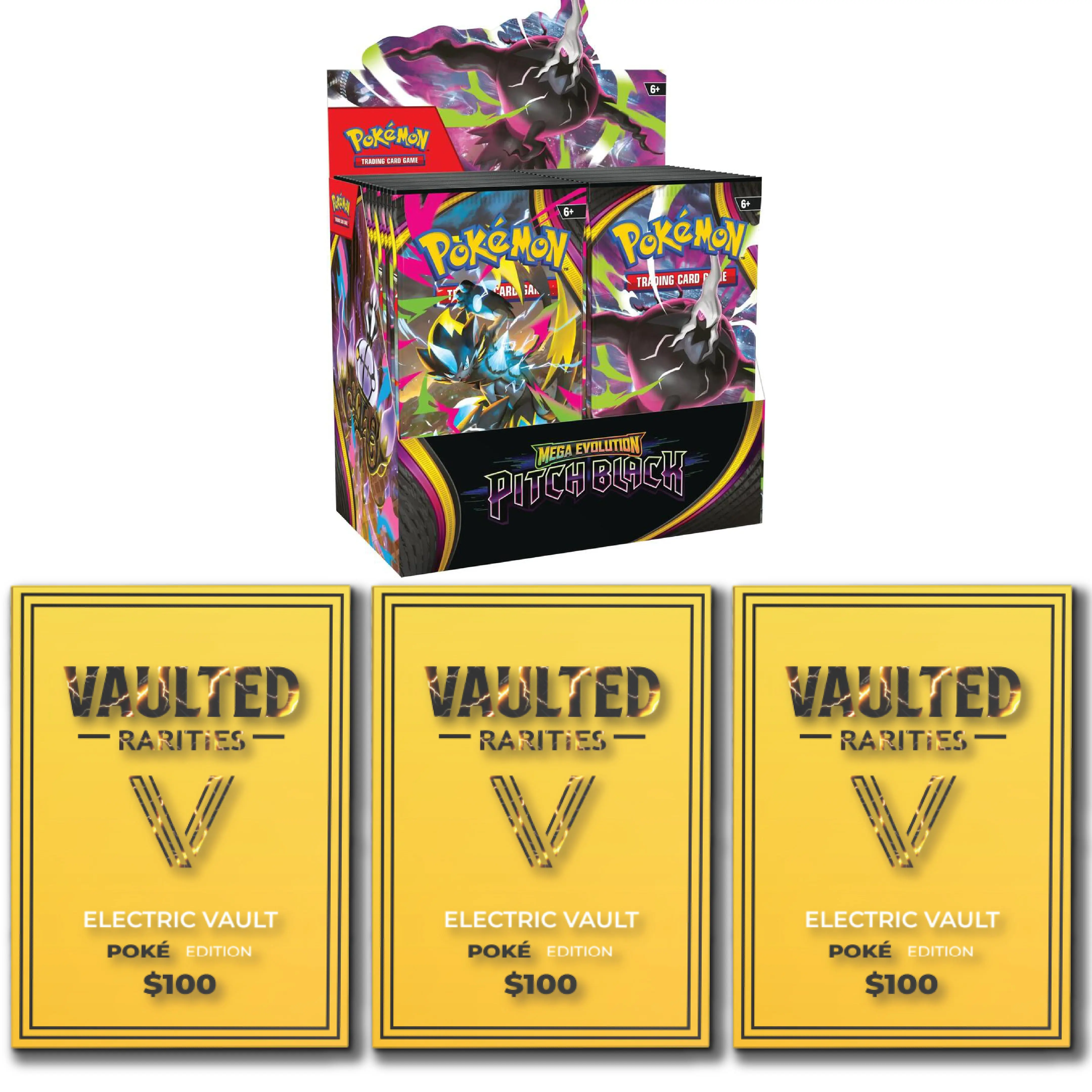 Pokemon Pitch Black Booster Box + 3 Electric Vaults