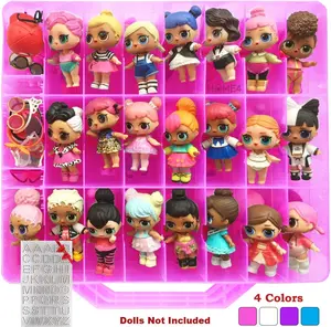 Double Sided Storage Container - No BPA - Organizer Case - 48 Compartments - Compatible with Dolls LOL lils, Pets, Surprise Tiny Toys, Shopkins, Accessories, Beads, Crafts