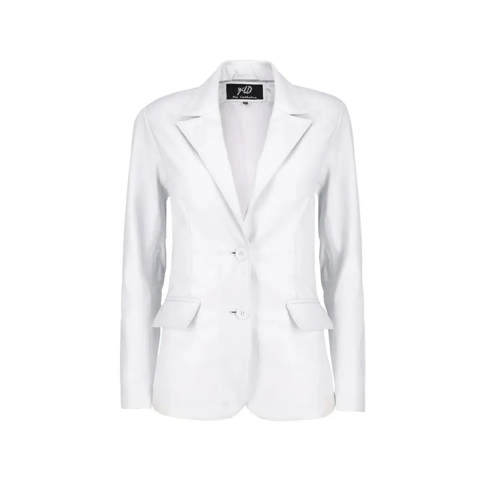 Women's Jild Classic Lambskin White Leather Blazer