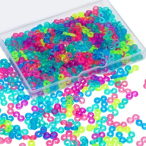 500 Pieces S Clips for Loom Rubber Band Bracelets Colorful Loom Clips Refill Kit Rubber Band Connectors for Bracelets DIY Making(Colorful)