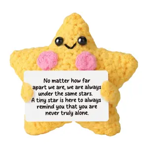 Handmade Positive Energy Crochet Star Doll, Emotional Support Gift for Family Friends Colleagues, Birthday Thanksgiving Graduation Decor, Kawaii Stuffed Animals