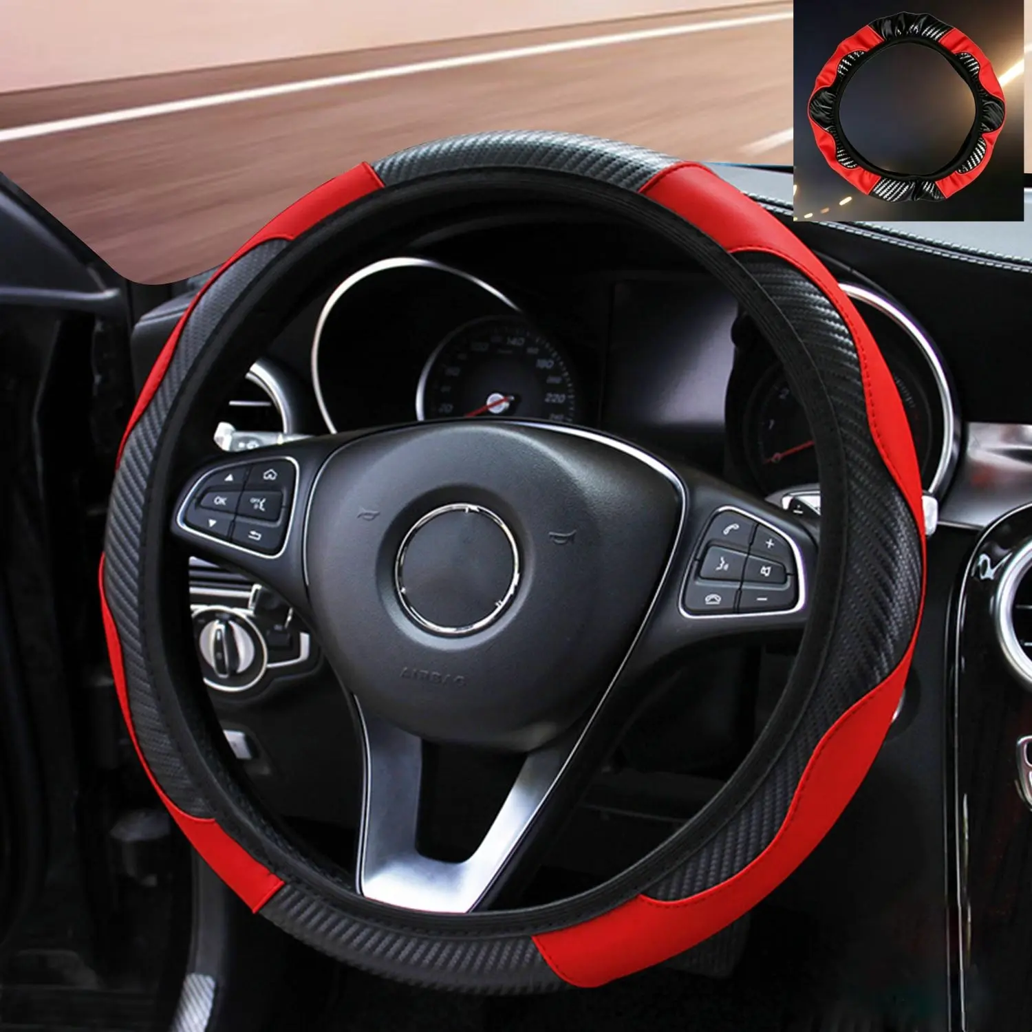 Steering Wheel Cover,Fits 14.56-14.96 Steering Wheels,Wear-resistant&Durable,Comfortable Grip,Crack-proof,Moisture-proof,Dust-proof,Auto Accessory for Safe Driving&Interior Decoration