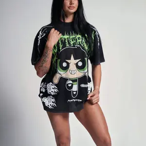 Civilregime Oversized Grunge Tee for Women Vintage Cotton Baggy T Shirt Casual Crewneck Streetwear Top Unisex Matching