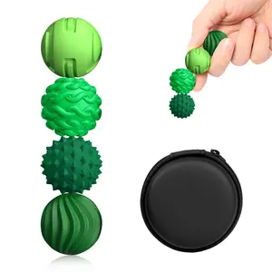 Silicone Magnetic Sensory Balls Fidget Toys - 4 Pack Silent Office Desk Stress Balls, Stress Ball Without Net, Stress Relief Toys for Adults and Teens, Suitable for Autism, ADHD, and Anxiety, Sensory Grippie Set, Stress Relieving Accessory (Black&Green)