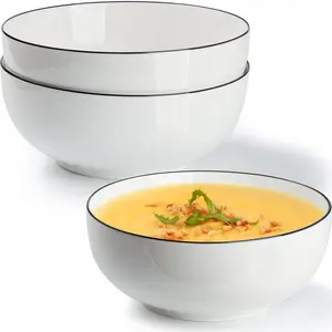 60 oz Large Soup Bowl, Pho Bowls, Large Ramen Bowl Set of 3, 8 in  Porcelain Big Bowls...