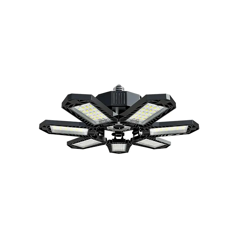 Qawtor Foldable LED Garage Light - Deformable 7+1 Panel E26/E27 Shop Ceiling Bulb, Super Bright Work Light for Barn/Warehouse, Easy Installation, Led Lights, Summervibes
