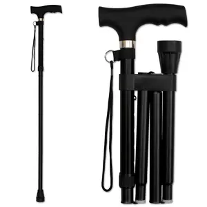 4-Section Ultralight Adjustable Folding Walking Stick With Rubber Tip - Telescopic Hiking And Trekking Poles For Seniors And Teens, Aluminum Alloy Ergonomic