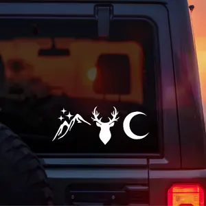 Sarah J Maas Icons Vinyl Car Decal – Ramiel Mountain Stars, Crescent Moon, Stag Head Icons for ACOTAR, Throne of Glass, Crescent City Fans – BookTok Fantasy Bookish Sticker for Romantasy Readers, SJM Lovers, Bookish Girls, Romantasy Bookish Gift Idea