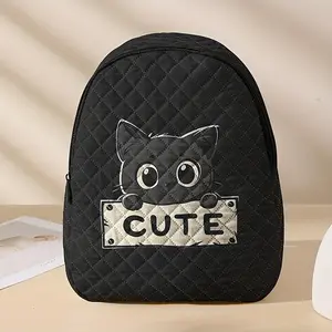 Cute Cat Pattern School Backpack for Boys Girls Teens, Lightweight Durable Bookbag with Lunch Pocket, Suitable for Elementary Middle High School