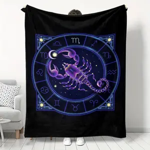 Scorpio Constellation Fleece Blanket, Zodiac Sign Plush Throw for Home and Office, Soft Warm Cozy All-Season Nap Blanket, Perfect Gift for Astrology Lovers