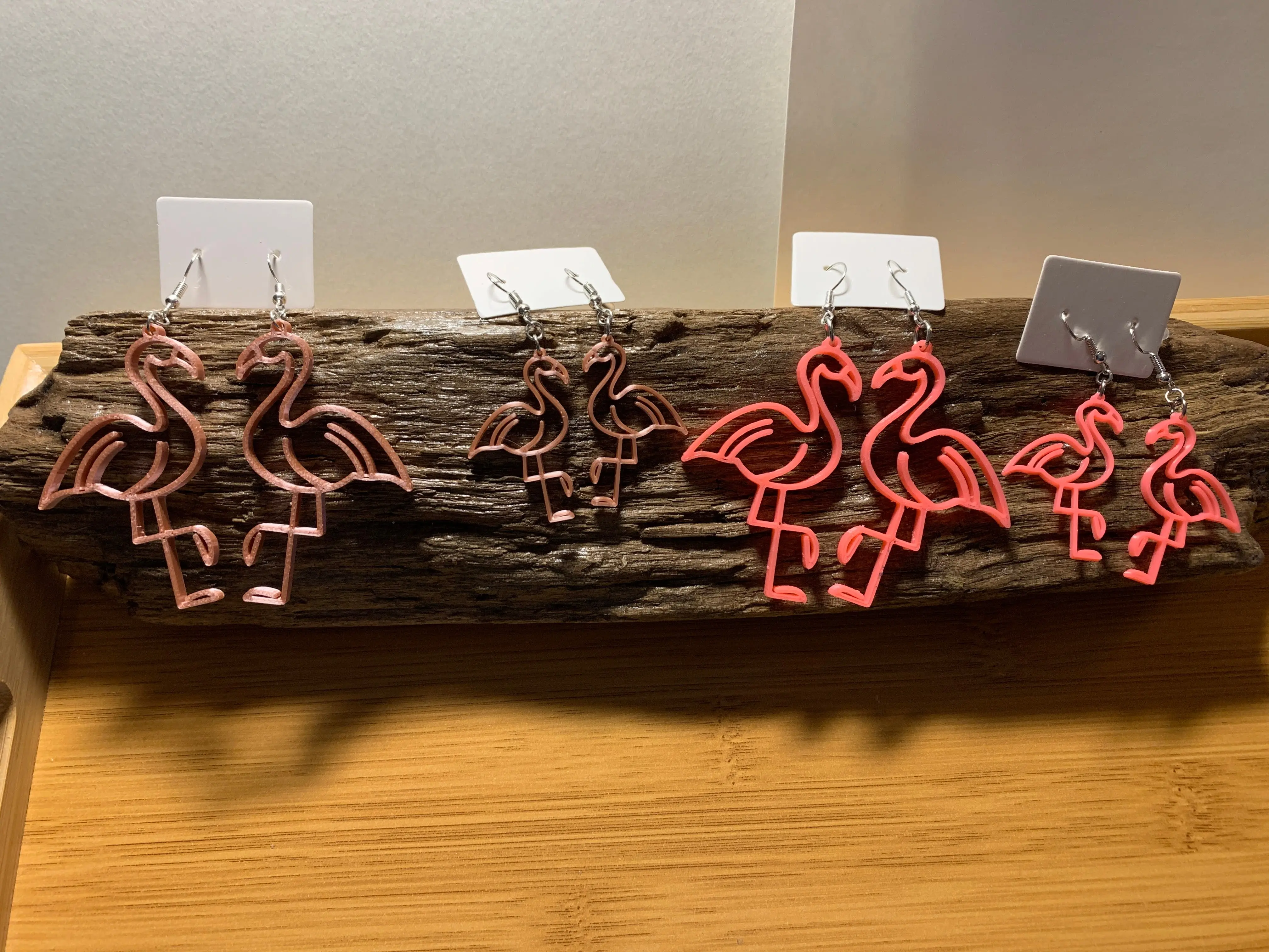 Pink Flamingo Dangle Earrings - Available in two sizes and various colors! Custom 3D Printed Lightweight and Cute! Hypoallergenic Hook