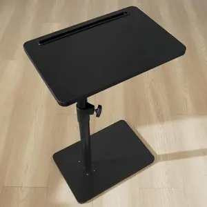 Sofa Armrest Tray Table for Couch - 360 °   Swivel Height Adjustable End for Small Spaces, Snack Side Table for Bed or Chair with Phone & Tablet Slot (Black,Standard)