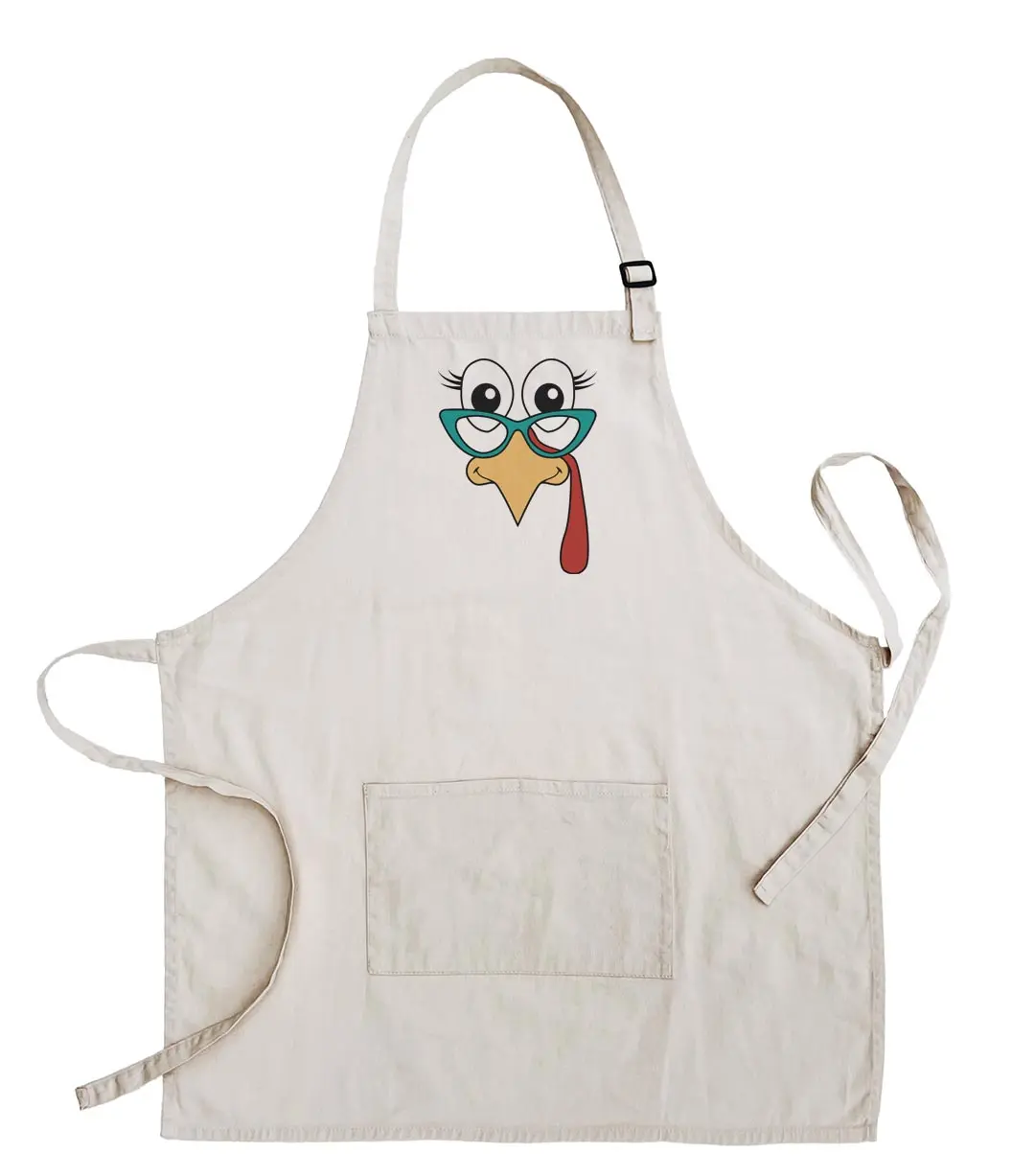 ThisWear Funny Thanksgiving Turkey Ma Turkey Face Two Pocket Adjustable Bib Apron Kitchen Accessory