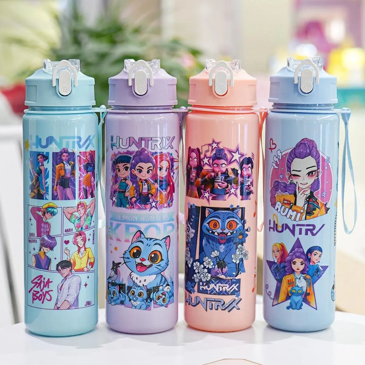 K-Pop Ghost Hunter Theme Aesthetic Water Bottle, Reusable Hard Plastic Portable with Lid and Straw, 700ML Eco-Friendly Alternative, Perfect for School and Travel Drinkware, Hydration Tumbler