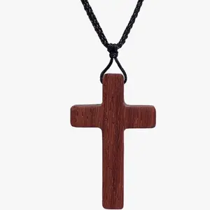 Natural Wood Cross Necklace