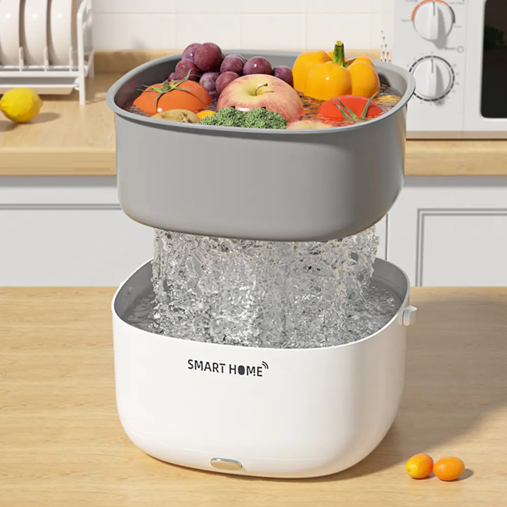 Ultrasonic Vegetables Cleaning Machine with Handle - Pesticide Residue Remover, Kitchenware Tool, Cleaning Basket Home Organizer (Home Supplies Storage Gadget)