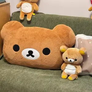 Rilakkuma Bear Plush Pillow Dual Sided Large Soft Bedside Cushion Nap Pillow Dormitory Stuffed Doll Gift For Girlfriend