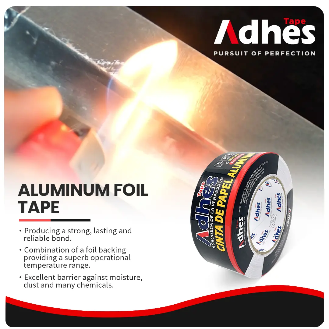 ADHES Aluminum Foil Tape for General Purpose Heat Proof Tape Withstand from 80°C to 100°C