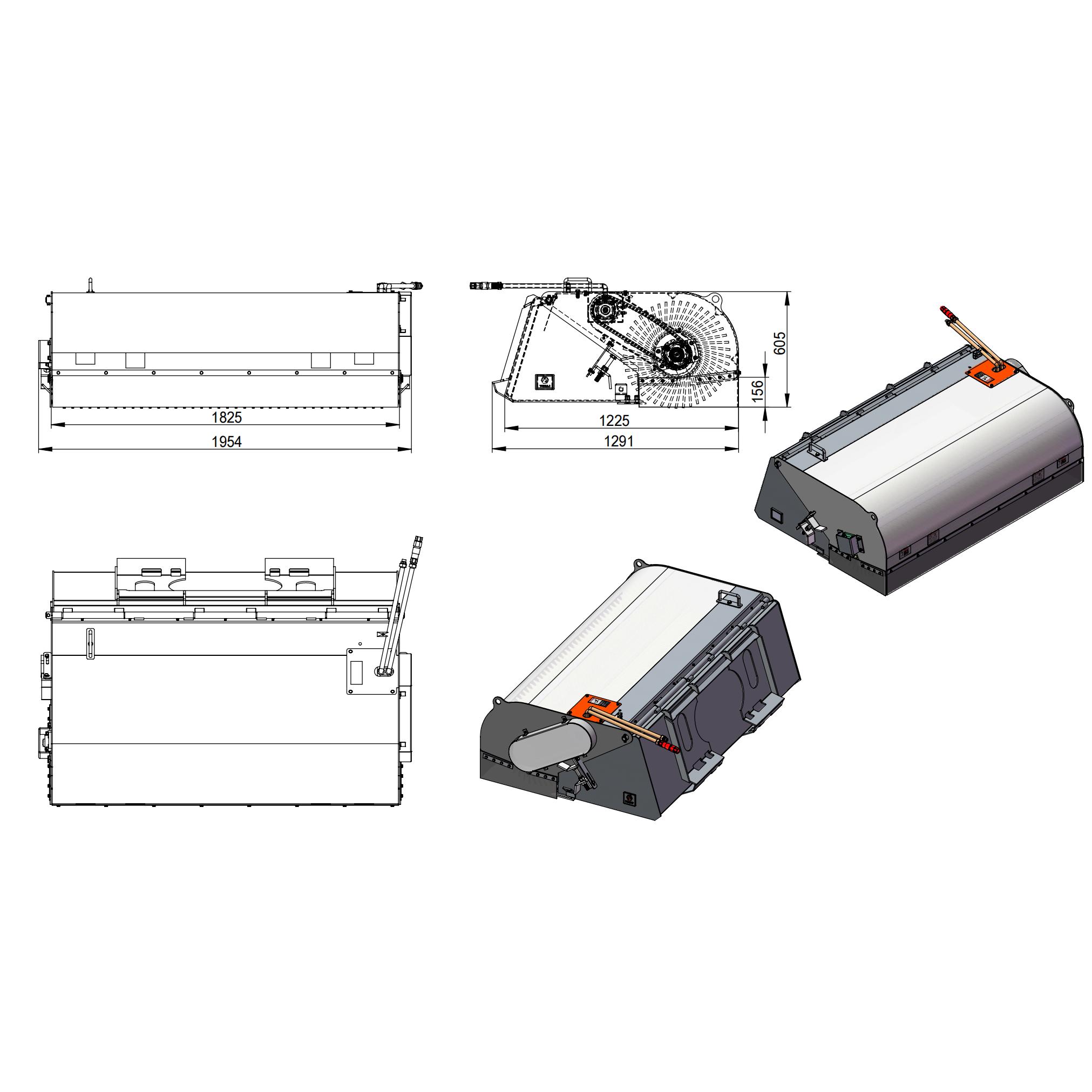 Landy Attachments 72" Skid Steer Pickup Box Broom Sweeper, Fits Universal Skid Steer Quick Attach
