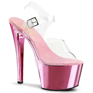 Pleaser Sky-308 Womens Sandals in Clear/Baby Pink