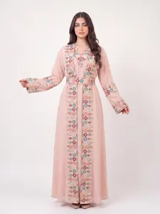 Ityn Jalabiya - Women's Jalabiya Embroidered Dress, Natural Fabric, Long Sleeve, Maxi Perfect for Ramadan, Eid,
