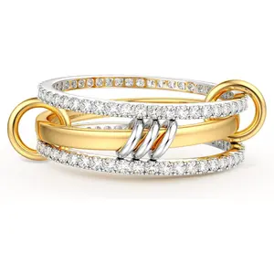 MILACOLATO Gold Stackable Rings for Women Men Non Tarnish, 18K Plated Gold Cubic Zirconia Rings, Silver Gold Multi Ring Mixed Metals Stack Rings Set