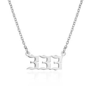 Gemzringztingz Angel Numbers Necklace in Gold & Silver 16” Length Stainless Steel Adjustable Chain for Youth