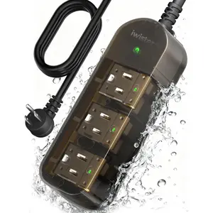 Outdoor Power Strip 3 AC Outlets 5 FT 1625W/13A High-Power Single-Device Use with Anti-Electric Shock & IPX6 Waterproof Ideal for Backyard Patio Garage Kitchen Workshop Camping RV