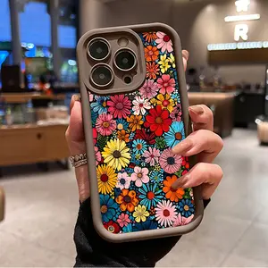 Daisy Delight Pattern TPU Phone Case for iPhone 16 15 14 Pro Max 13 12 11 XR XS Plus Shockproof Drop Protection Rugged Durable Silicone Cover Cellphone Protective Smartphone Casing