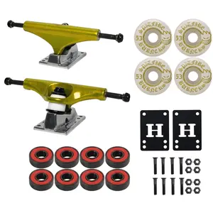 Core Hollow Skateboard Trucks 8.0" + 53mm Spitfire Burners Wheels, Abec 5 Bearings