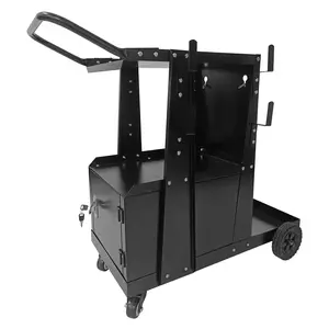 Welding Cart with Lockable Cabinet, 2 Tier Welding Carts for Mig Welder with Wheels and Tank Storage Safety Chains,Weight Capacity 220 LBS
