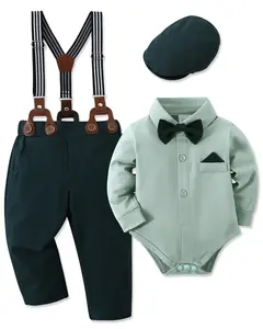 WESIDOM Baby Boy Gentleman's suit Clothes 0-18M Infant Cute Clothes Set 4pcs Baby Boys Christmas Baptism Easter Outfits Baby Christmas Clothes boys suits suspender pant Variety Gift Set
