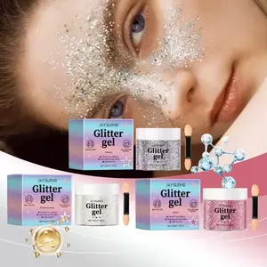 【US Stock】Jaysuing Glitter Glitter Gel, Dance Floor Rave Create Natural Three-Dimensional Makeup Shine Gel