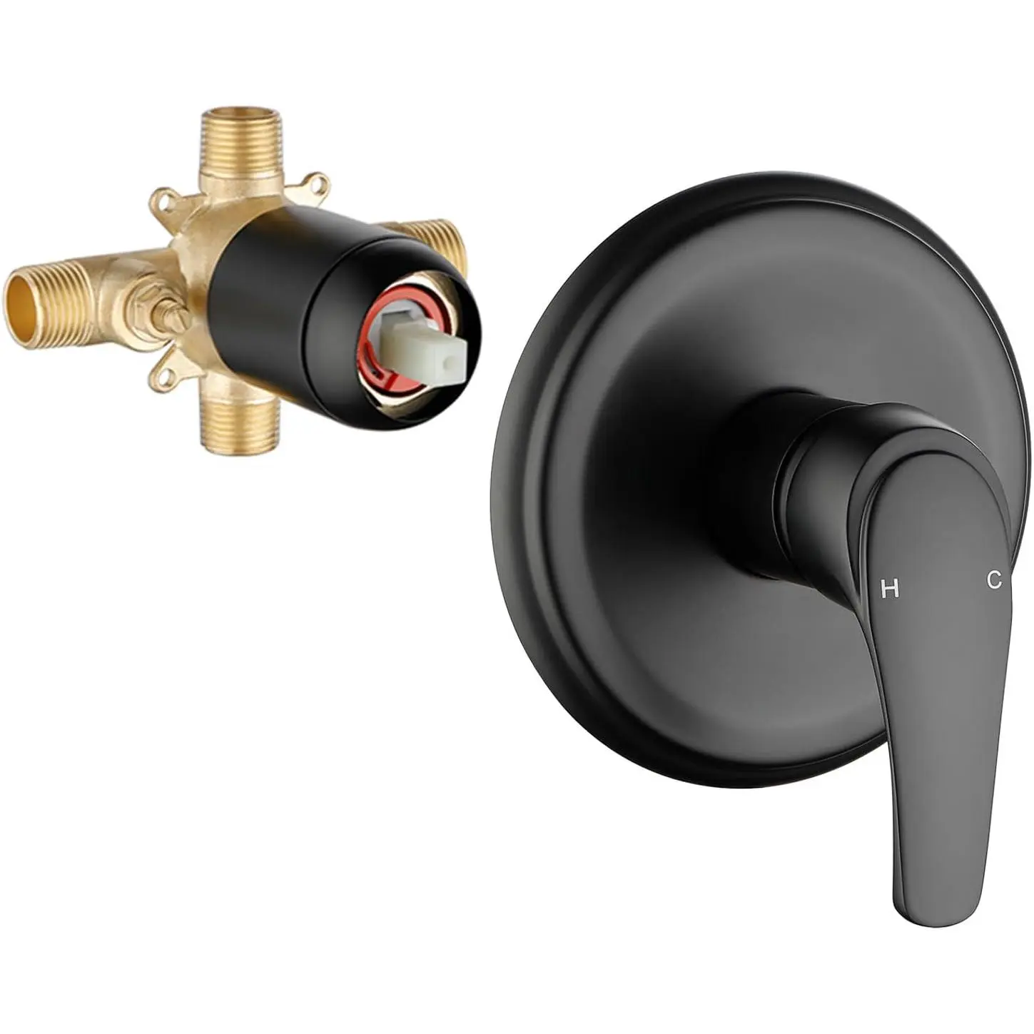 Wall Mount Rough-In Valve Shower Valves Shower Faucet Bathroom Trim Kit Single Handle Tub Shower Valve Mixer Matte Black