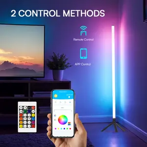 RGB Corner Floor Lamp with App & Remote Control 16 Million Colors Music Sync Timer Dimmable LED Mood Light for Bedroom Gaming Room Living Room Home Office Party Decor