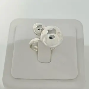 Sterling Silver 925 Two Balls High Polished Ring