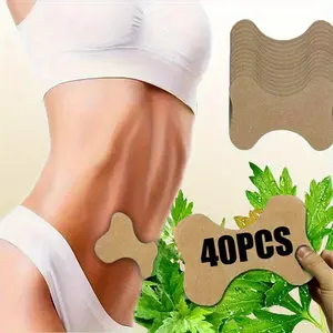 40PCS Mugwort Pain Relief Patches, Mugwort Essence Abdominal Patches, Natural Mugwort Arm and Leg Patches, Suitable for Both Men and Women