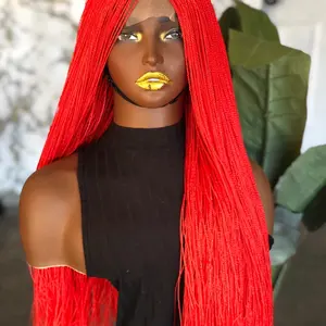 Closure Glueless Micro Red 24inch Micro Wig Ready to Ship High-Quality Synthetic Hair for Stylish Looks