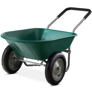 Best Choice Products Dual-Wheel Home Wheelbarrow Yard Garden Cart for Lawn, Construction