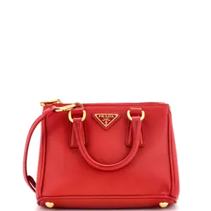 Pre-owned PRADA material Messenger Bags Galleria Double Zip Tote Saffiano Leather Mini by Rebag