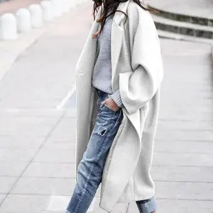Coat Autumn Winter Women's Casual Long Solid Color Warm Woolen Jacket
