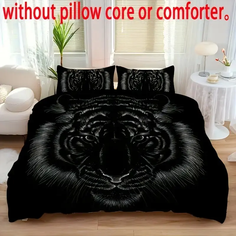 3-Piece Tiger Stripe Bedding Set, Soft and Comfortable, All-Season Skin-Friendly, Includes 1 Fitted Sheet and 2 Pillowcases, Bedroom Bedding Set