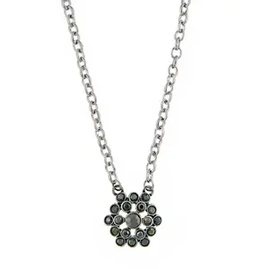1928 Jewelry Hematite Cluster Pendant Necklace 16" + 3" Extender