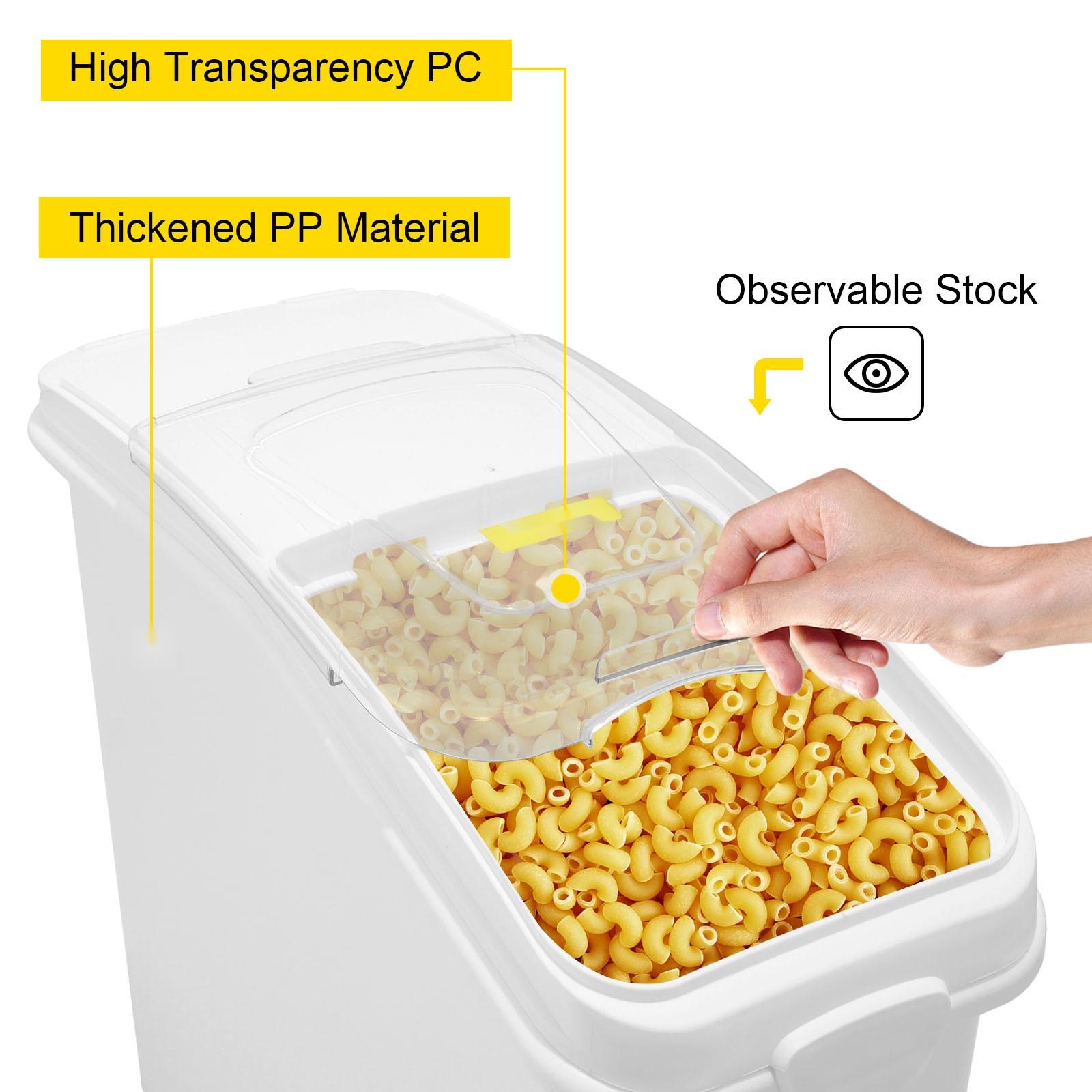 27 Gallon Ingredient Storage Bin with Scoop, Sliding Lid, and 500 Cup Capacity, Commercial Grade Food Container for Bulk Ingredients, Kitchen Organization, White, Food Safe, Easy to Clean, Stackable Design 27 Gallon Ingredient Storage Bin with Scoop, Sliding Lid, and 500 Cup Capacity, Commercial Grade Food Container for Bulk Ingredients, Kitchen Organization, White, Food Safe, Easy to Clean, Stackable Design